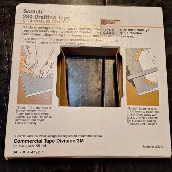 Vintage Scotch Drafting Tape  One 1/2 Inch Roll ~* - Picture 2 of 2